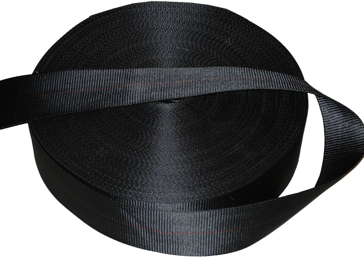 Polyester 4-panel Seatbelt Webbing 2 Inch-wide Black Sold In By-The-Yard  Quantities